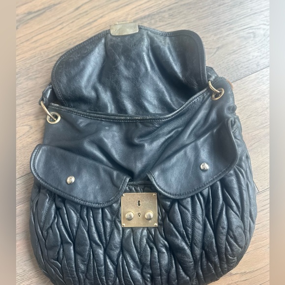 Miu Miu Black Shoulder Bag with Gold Accents - Picture 5 of 15